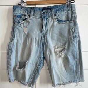 Denim Shorts Slim Fit Cutoff & Distressed with Holes Frayed